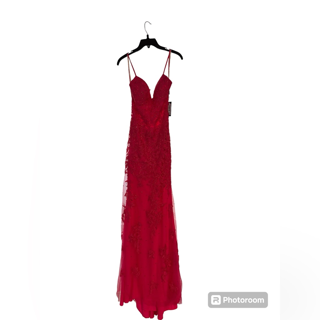 Faviana Glamour Long Lace Prom Dress S10508 (Hot Pink)